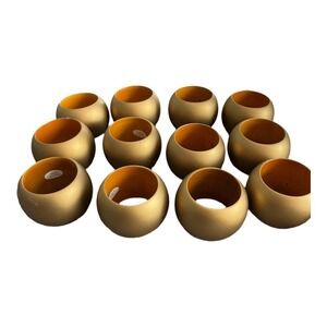 Gold Wooden Circle Napkin Holders Set of 12 Holiday Traditional Formal Dinner